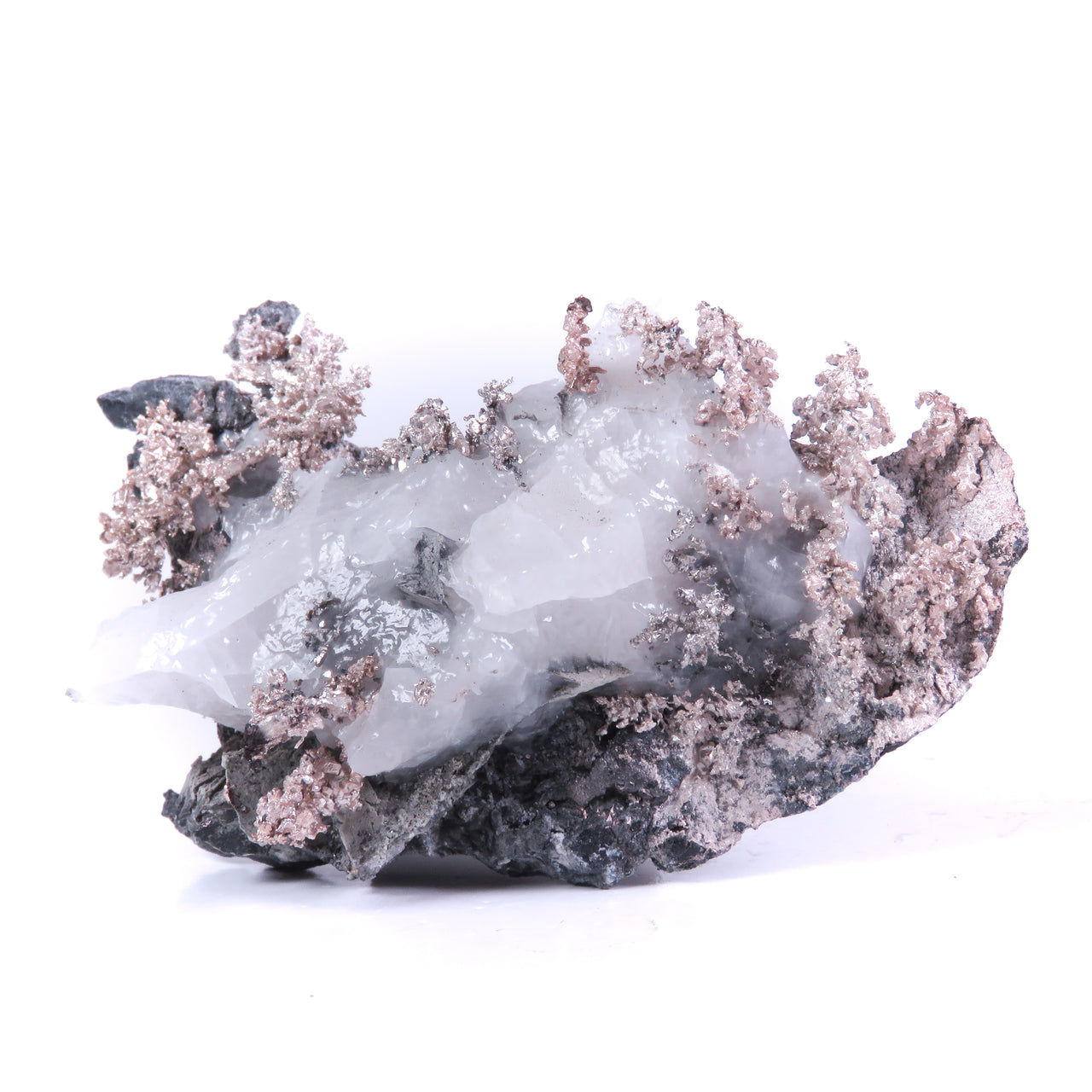 SILVER & ACANTHITE ON CALCITE