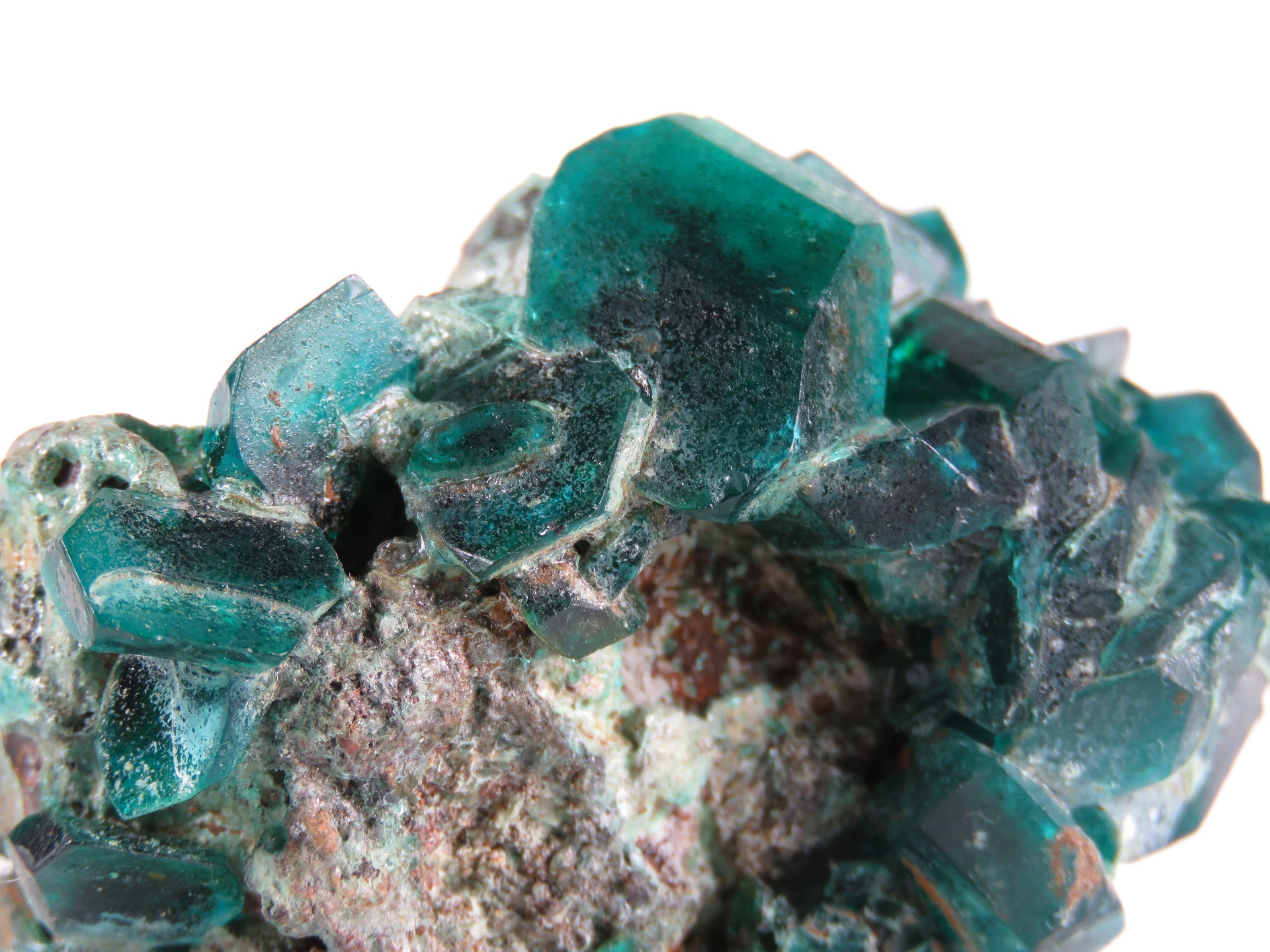 An exceptional chalcanthite specimen featuring sharp, well-formed crystals in a rich emerald-green color, rather than the typical fibrous blue-green growths. The distinct crystalline formation stands out against any matrix, showcasing a rare post-mining crystallization pattern that differs dramatically from typical chalcanthite specimens.