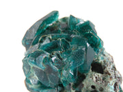 An exceptional chalcanthite specimen featuring sharp, well-formed crystals in a rich emerald-green color, rather than the typical fibrous blue-green growths. The distinct crystalline formation stands out against any matrix, showcasing a rare post-mining crystallization pattern that differs dramatically from typical chalcanthite specimens.