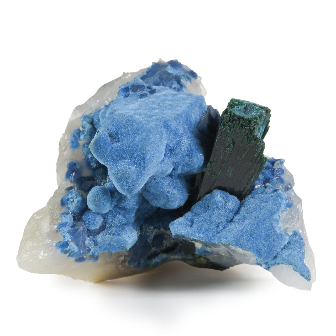 MALACHITE & SHATTUCKITE ON QUARTZ