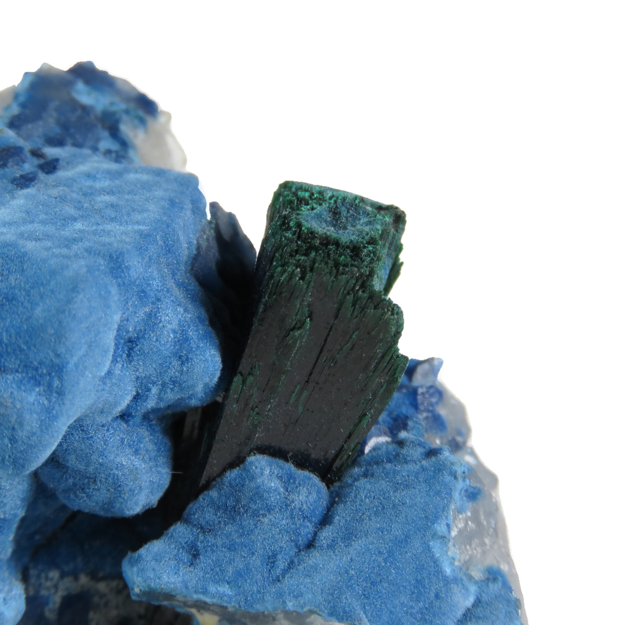 MALACHITE & SHATTUCKITE ON QUARTZ