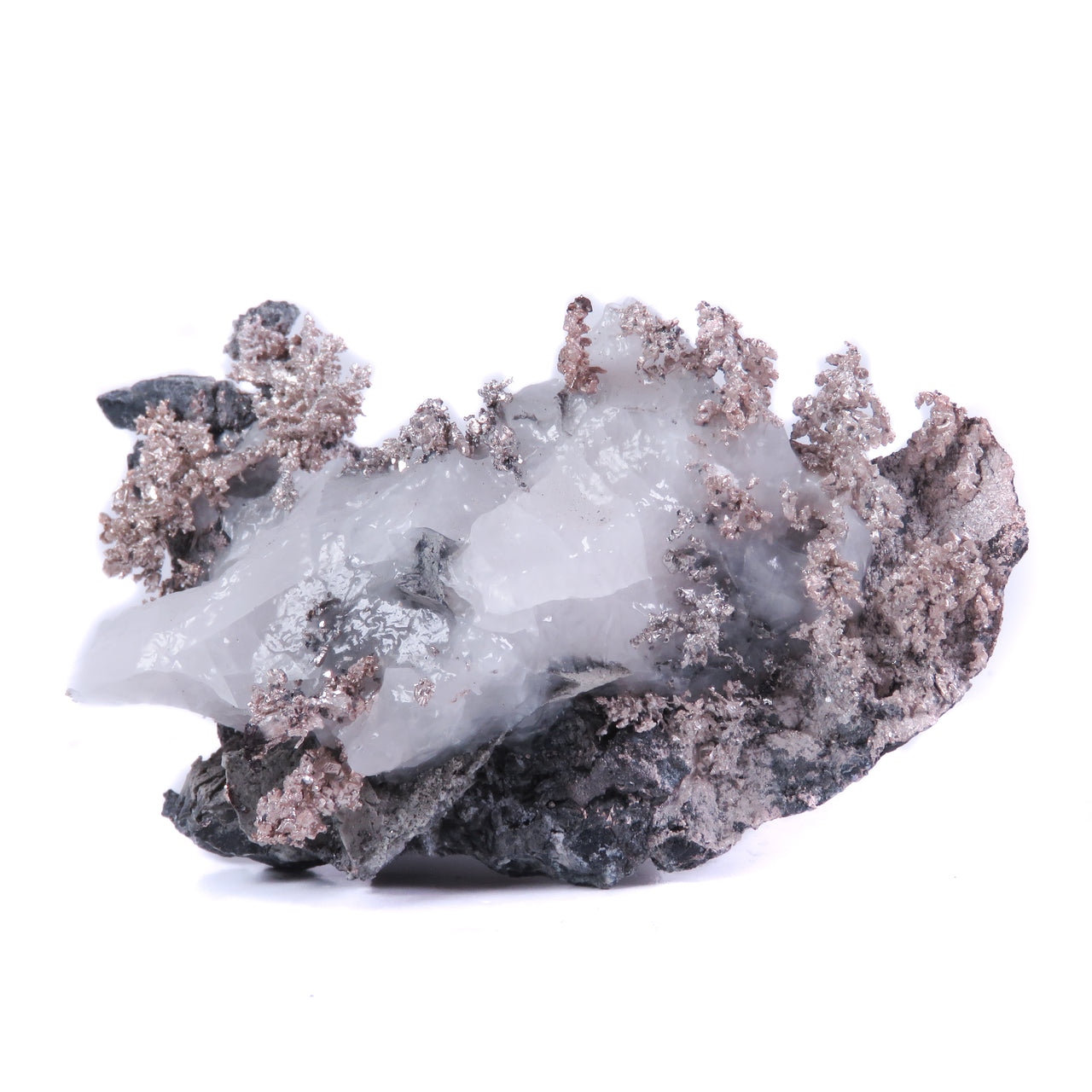 SILVER & ACANTHITE ON CALCITE