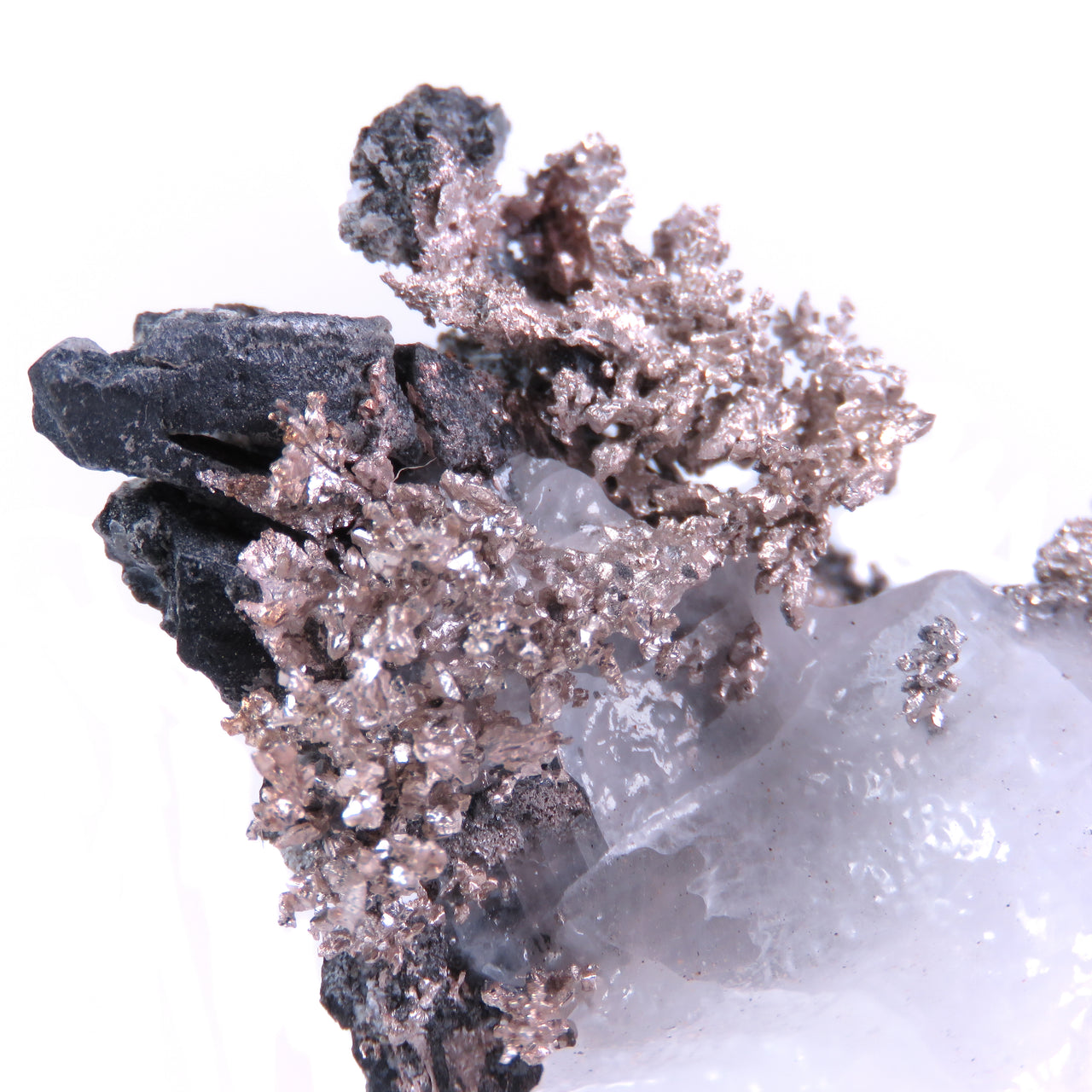 SILVER & ACANTHITE ON CALCITE